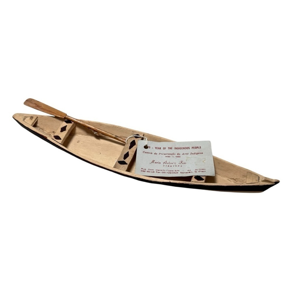 Vintage Amazon Indigenous Dugout Canoe Model